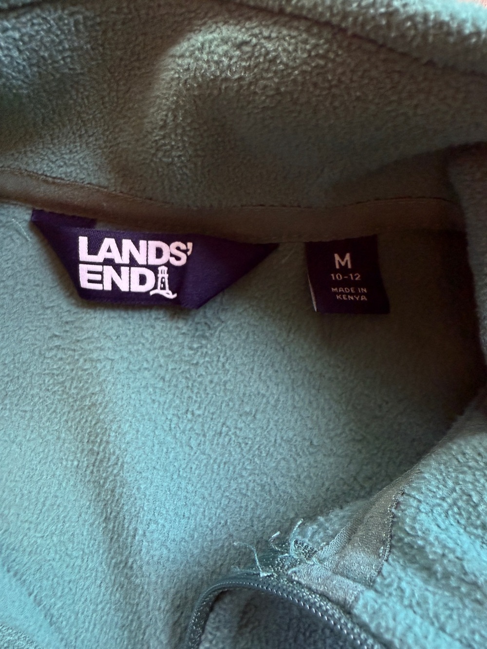 Lands End Women’s Green Quarter-Zip Fleece Pullover - Picture 5 of 9